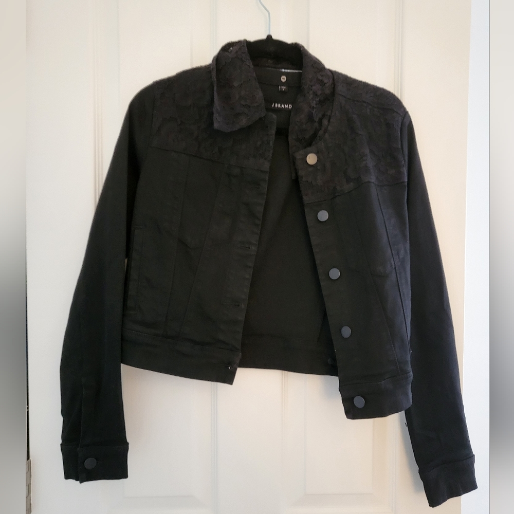 J Brand Stargazer Black jacket with detachable lace collar